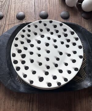 Swid Powell Rady & Mizuno Dots Side ONE Plate & White 8” ( 20  Available Japan)